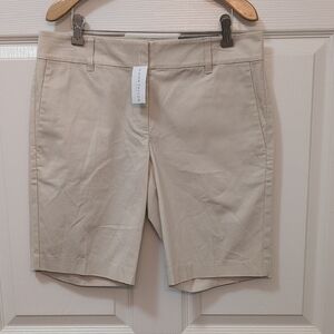 Ann Taylor Tan Bermuda Shorts Tailored Cotton Blend